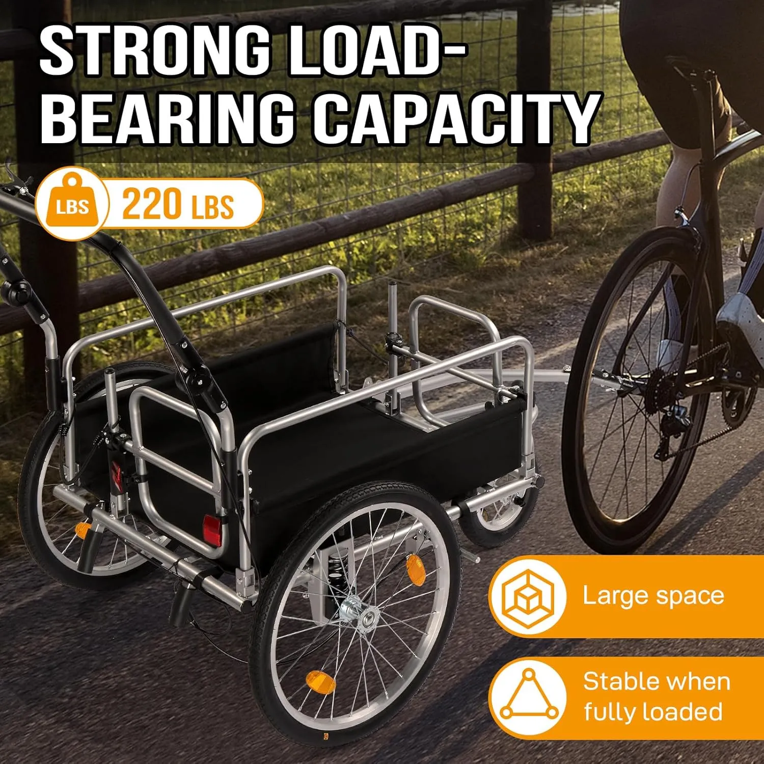 Ktaxon Bike Cargo Trailer, Heavy Duty 220 lbs Bicycle Wagon Cart, 20" Wheel Folding Groceries Hauler with Safe Hitch System