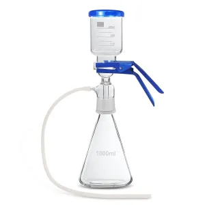 Lab Vacuum Filtration Distillation Apparatus, Borosilicate Glass Vacuum Filtration Assembly Filter Set with 1000ML Filtering Flask, 300ml Graduated Funnel and A Rubber Tube