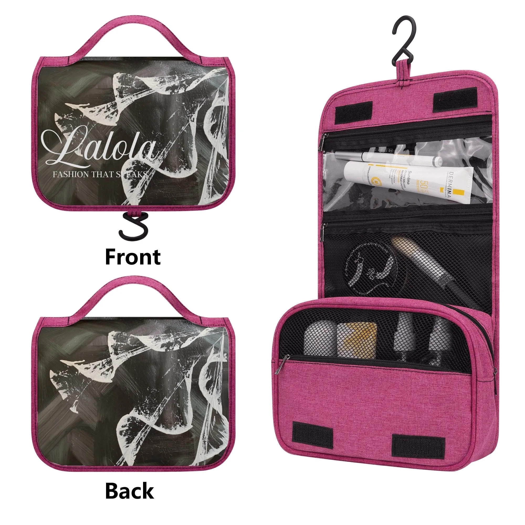 Lalola *Art U Wear* Cosmetic Travel Bag, HooArt Pink & Black/White
