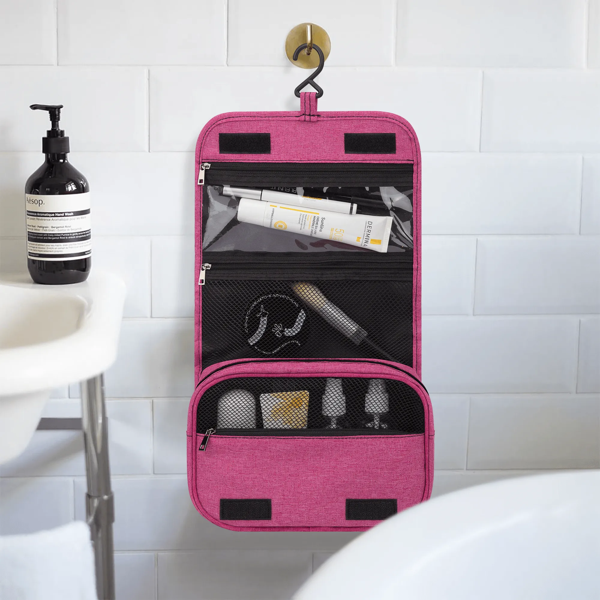Lalola *Art U Wear* Cosmetic Travel Bag, HooArt Pink & Black/White