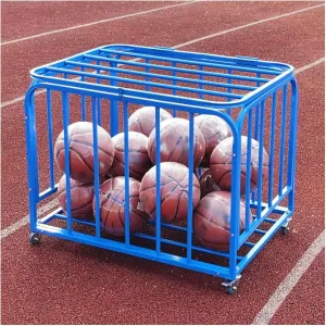 Large Capacity Rolling Ball Cage Sports Equipment Organizer, Outdoor School Ball Cart Storage with Lockable Wheels, Volleyball Soccer Basketball Rack with Lid~/