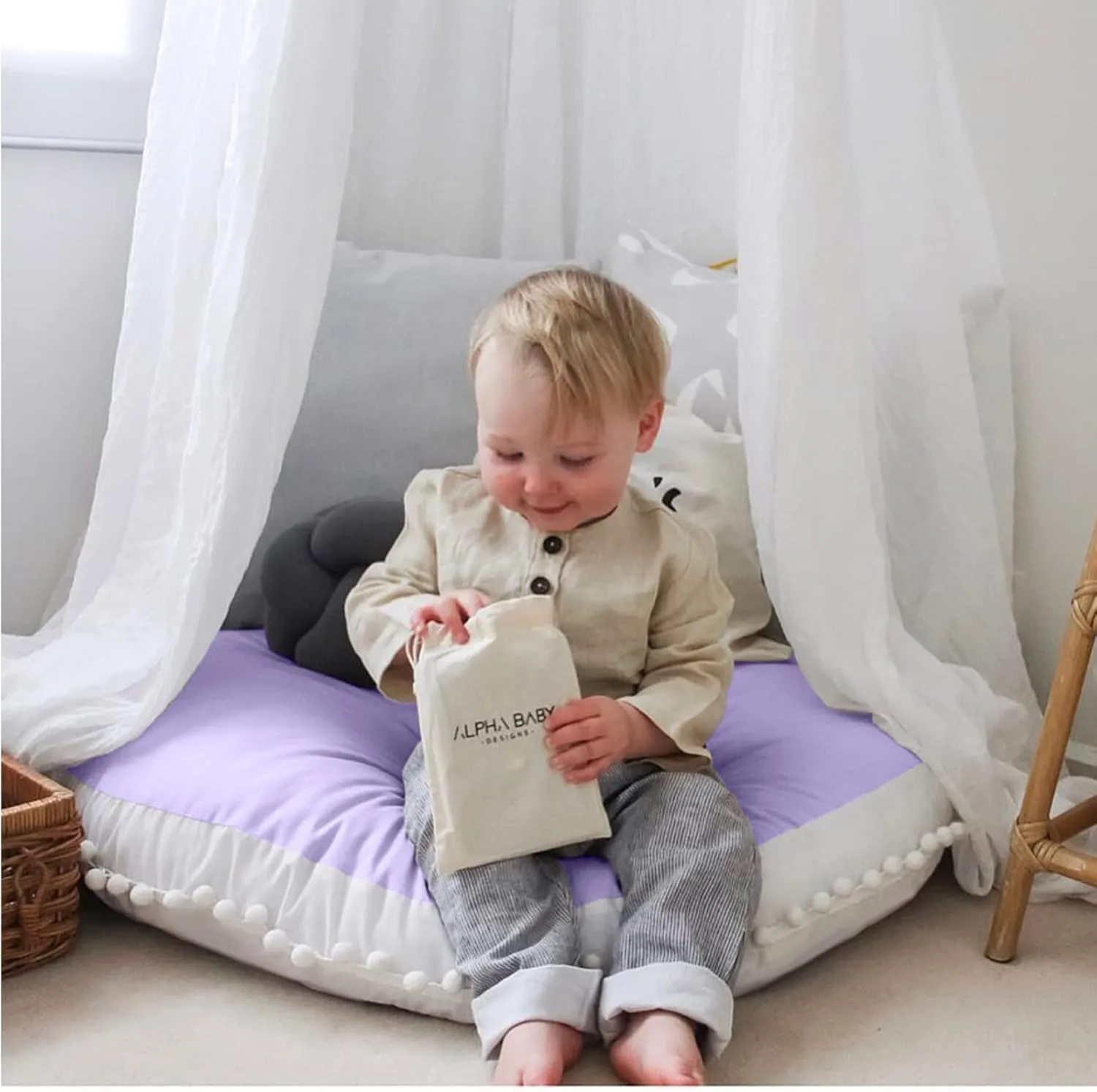 Large Floor Pillow Kids Round Floor Cushion Seating, 35 inches Big Circle Pillow, Round Floor Pillows Seating for Children, Oversized Mat for Reading Nook Teepee Playroom Nursery, Purple
