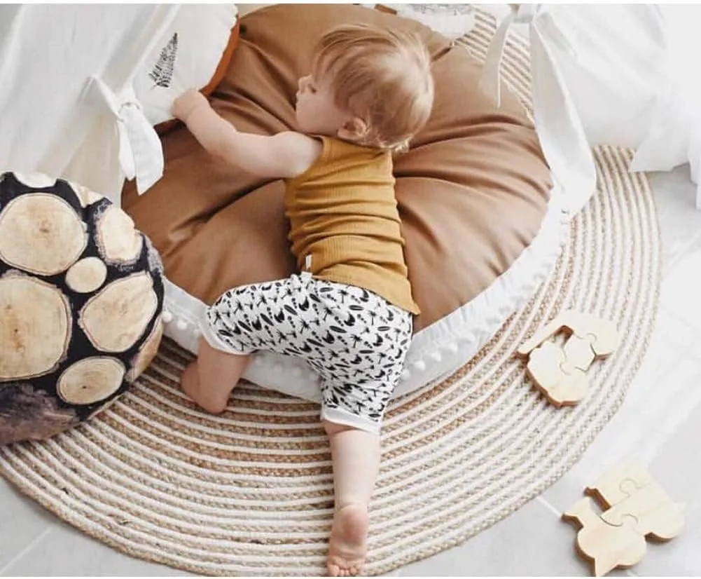 Large Floor Pillow Kids Round Floor Cushion Seating, 35 inches Big Circle Pillow, Round Pillows Seating for Children, Oversized Mat for Reading Nook Teepee Playroom Nursery Canopy Brown