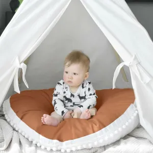 Large Floor Pillow Kids Round Floor Cushion Seating, 35 inches Big Circle Pillow, Round Pillows Seating for Children, Oversized Mat for Reading Nook Teepee Playroom Nursery Canopy Brown