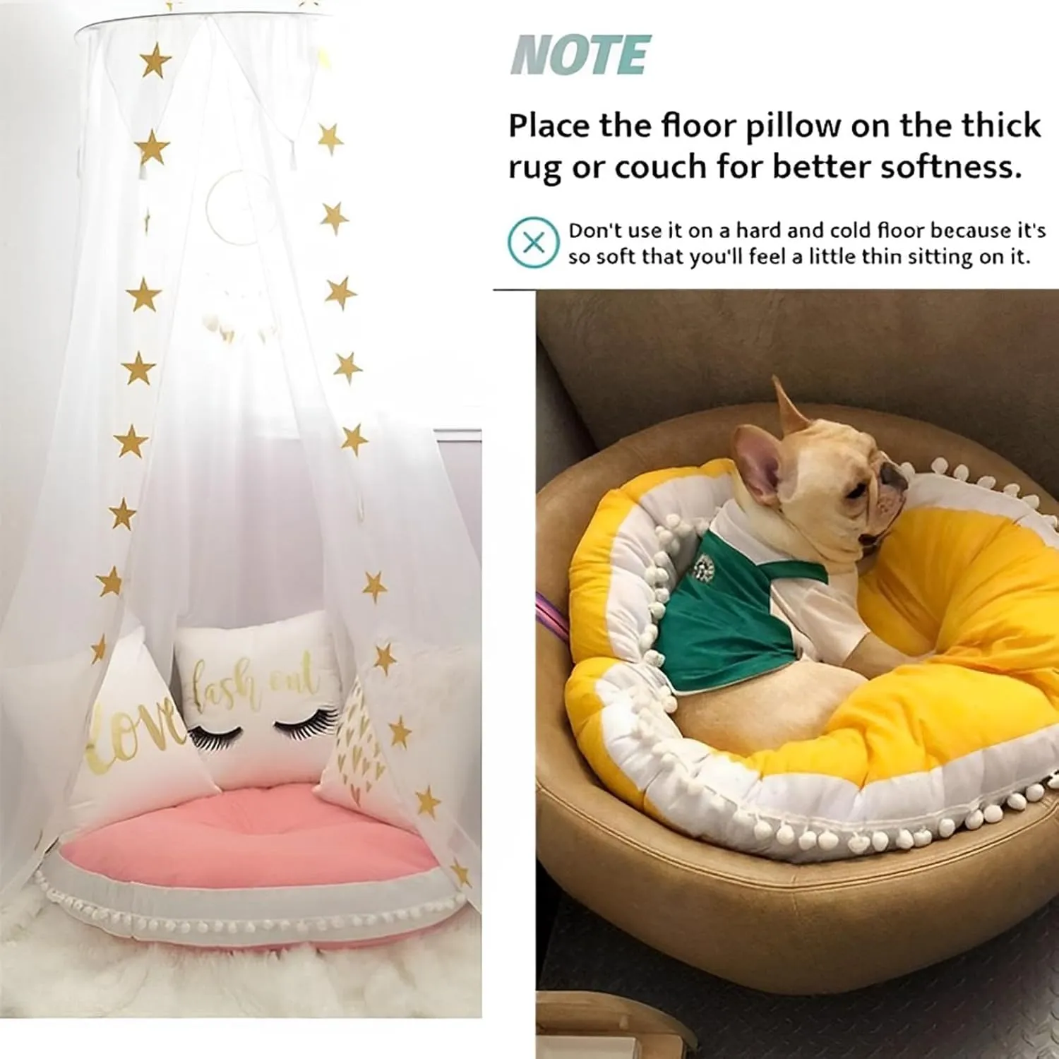 Large Floor Pillow Kids Round Floor Cushion Seating, 35 inches Big Circle Pillow, Round Pillows Seating for Children, Oversized Mat for Reading Nook Teepee Playroom Nursery Canopy Pink