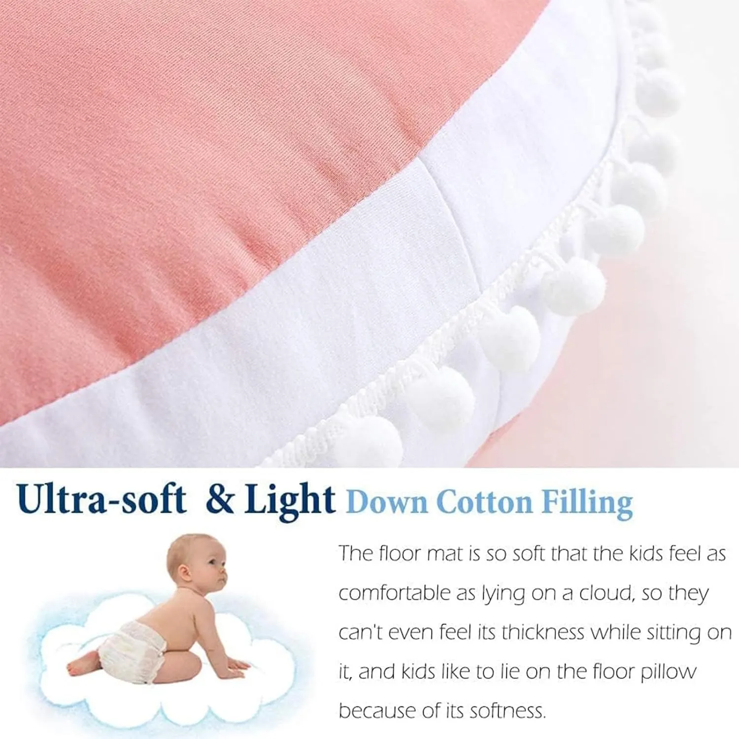 Large Floor Pillow Kids Round Floor Cushion Seating, 35 inches Big Circle Pillow, Round Pillows Seating for Children, Oversized Mat for Reading Nook Teepee Playroom Nursery Canopy Pink