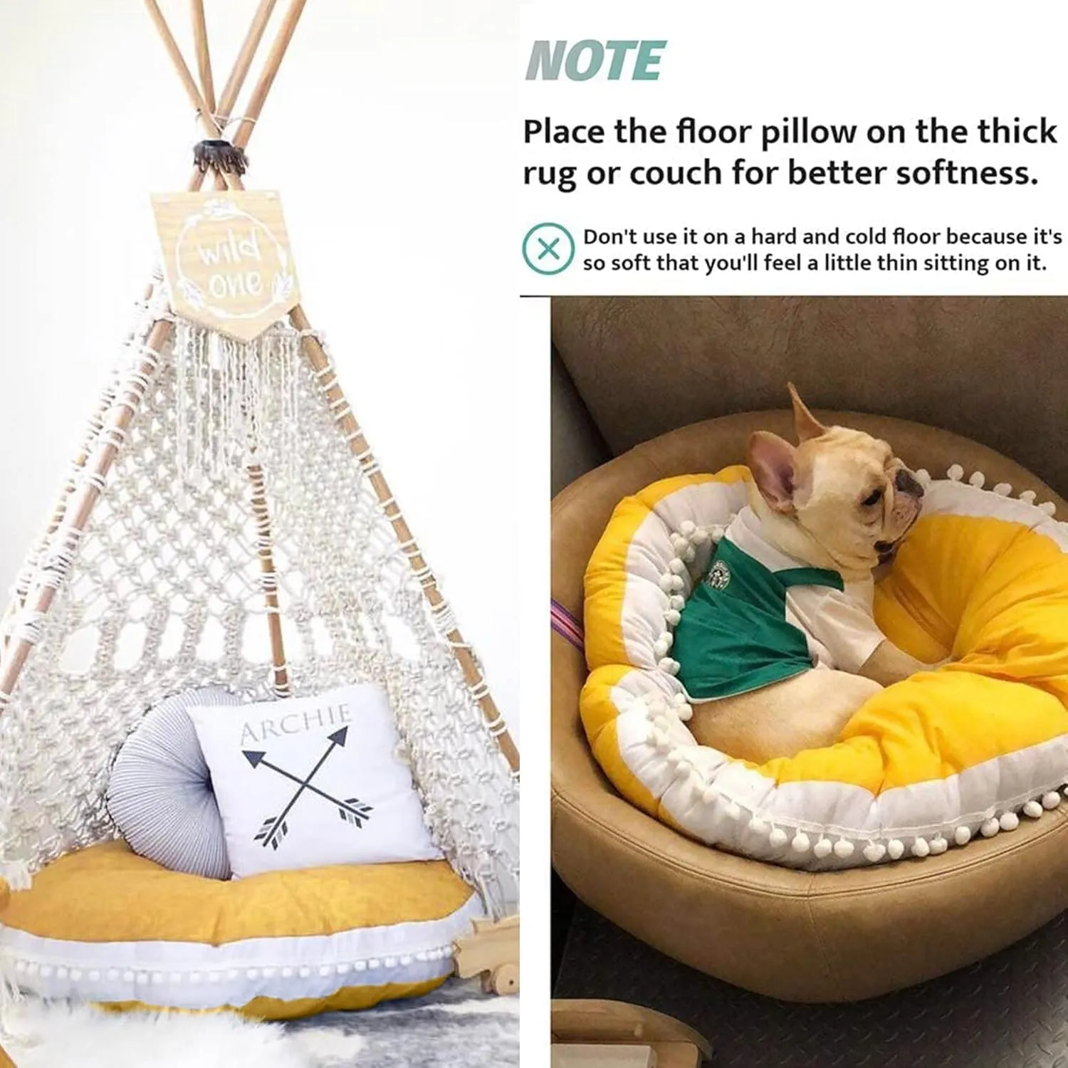 Large Floor Pillow Kids Round Floor Cushion Seating, 35 inches Big Circle Pillow, Round Pillows Seating for Children, Oversized Mat for Reading Nook Teepee Playroom Nursery Canopy Yellow