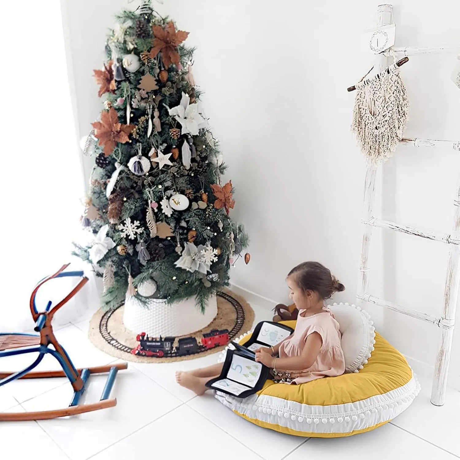 Large Floor Pillow Kids Round Floor Cushion Seating, 35 inches Big Circle Pillow, Round Pillows Seating for Children, Oversized Mat for Reading Nook Teepee Playroom Nursery Canopy Yellow