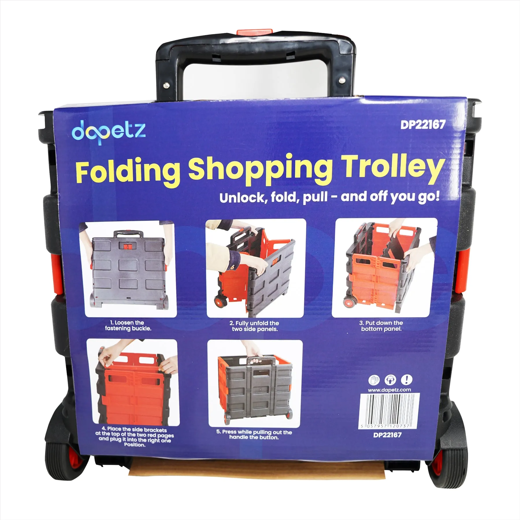 Large Folding Shopping Trolley Cart 25KG Foldable Rolling Storage Box Car Boot