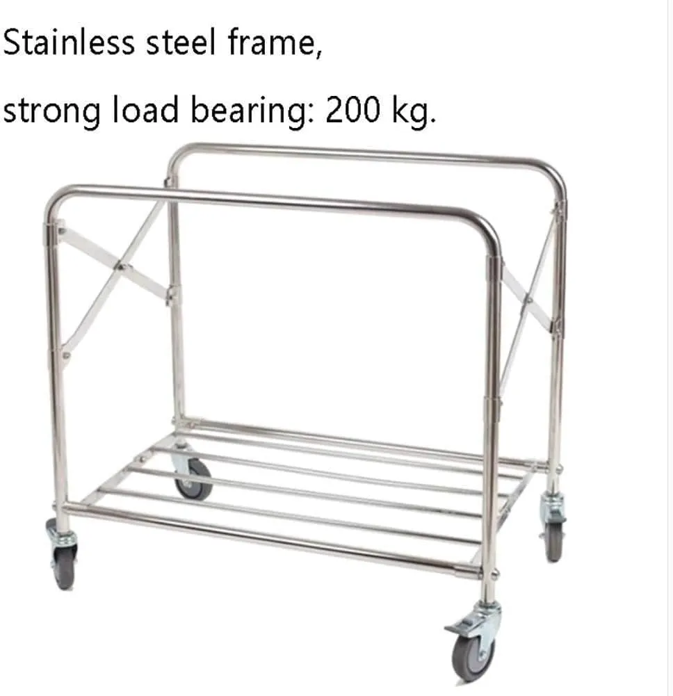 Large Movable Trolleys, Household Serving Cart Folding Laundry Sorter Cart with Rolling Wheels, Heavy-Duty Sorting Hamper with Movable Bags, Load