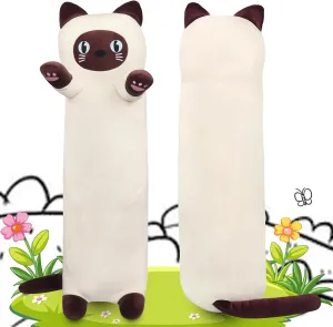 Large Siamese Cat Plush,35.5" Cute Plushie Long Siamese Cat Stuffed Animal,Weighted Cat Plush Toy,Cuddly Sleeping Hugging Pillow, Giant Body Pillow,Cat Plushy Gift at Birthday Kids Adults