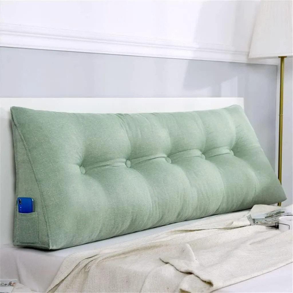 Large Triangular Wedge Headboard Pillow Soft Cotton Linen Backrest Pillows for Sitting in Bed Bed Back Positioning Support Daybed Reading Pillows with Removable Cover,A,Twin/39inch/100cm