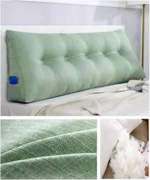 Large Triangular Wedge Headboard Pillow Soft Cotton Linen Backrest Pillows for Sitting in Bed Bed Back Positioning Support Daybed Reading Pillows with Removable Cover,A,Twin/39inch/100cm
