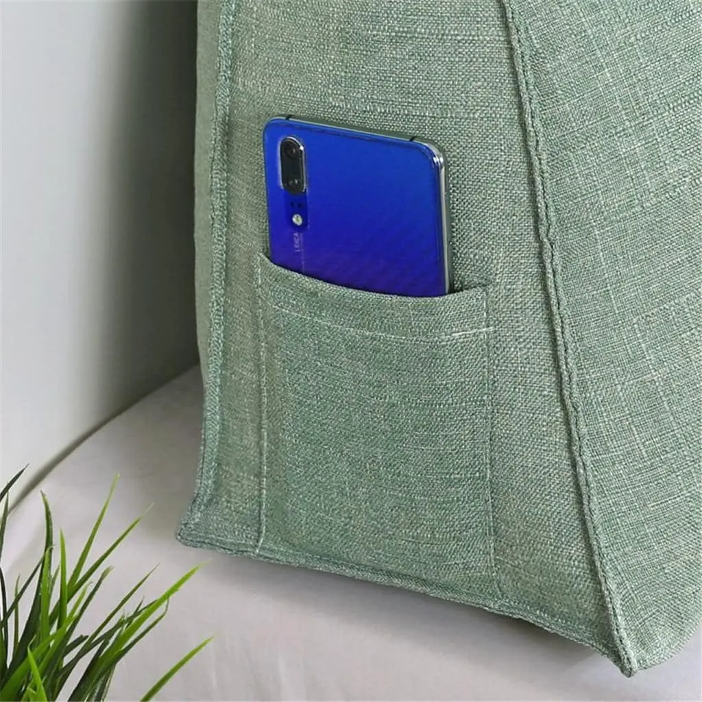 Large Triangular Wedge Headboard Pillow Soft Cotton Linen Backrest Pillows for Sitting in Bed Bed Back Positioning Support Daybed Reading Pillows with Removable Cover,A,Twin/39inch/100cm