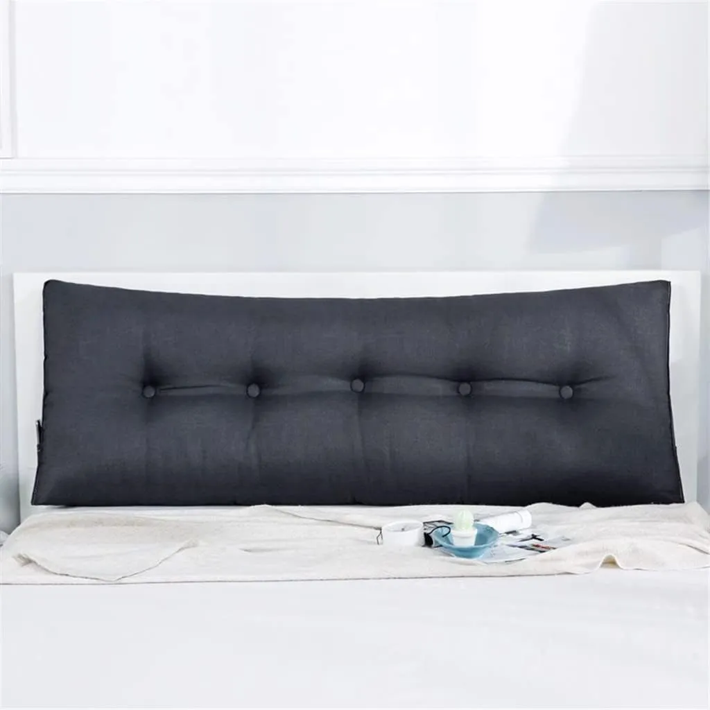 Large Triangular Wedge Headboard Pillow Soft Cotton Linen Backrest Pillows for Sitting in Bed Bed Back Positioning Support Daybed Reading Pillows with Removable Cover,Black,Twin/39inch/100cm