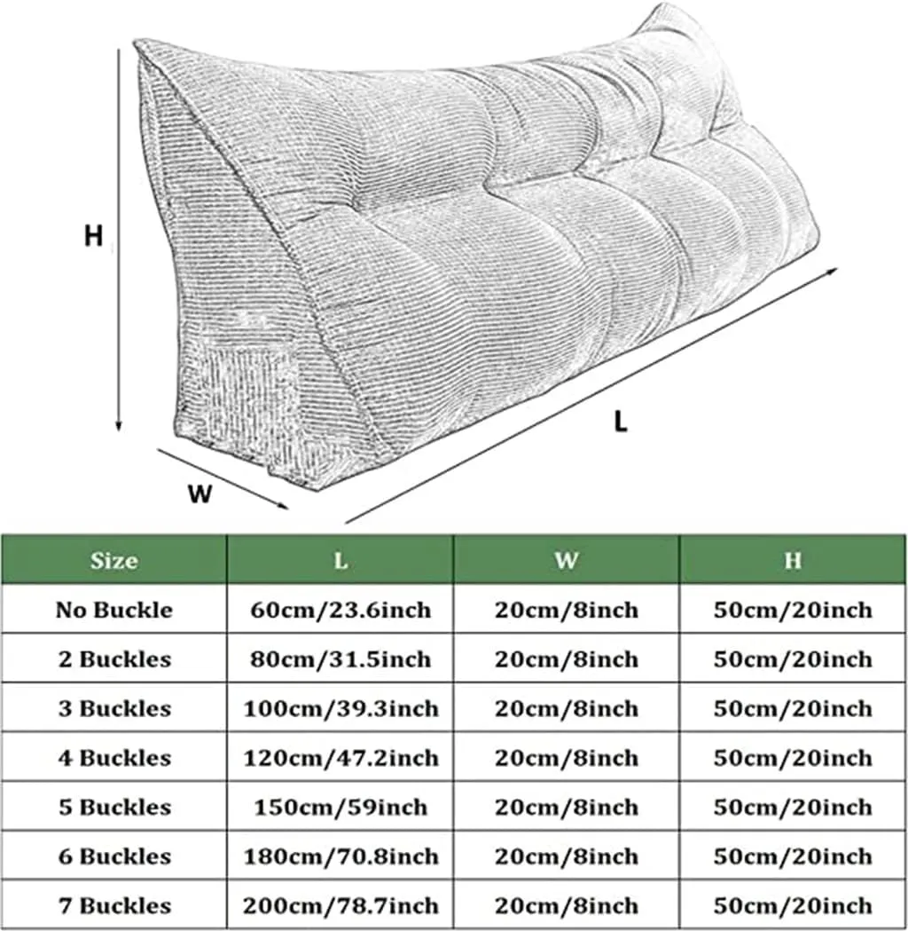 Large Triangular Wedge Headboard Pillow Soft Cotton Linen Backrest Pillows for Sitting in Bed Bed Back Positioning Support Daybed Reading Pillows with Removable Cover,Brown,Twin/39inch/100cm