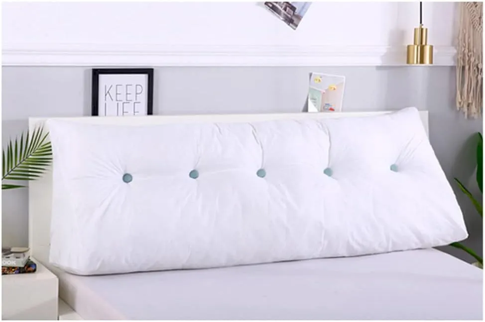 Large Triangular Wedge Headboard Pillow Soft Cotton Linen Backrest Pillows for Sitting in Bed Bed Back Positioning Support Daybed Reading Pillows with Removable Cover,Brown,Twin/39inch/100cm