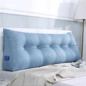 Large Triangular Wedge Headboard Pillow Soft Cotton Linen Backrest Pillows for Sitting in Bed Bed Back Positioning Support Daybed Reading Pillows with Removable Cover,B,Twin/39inch/100cm