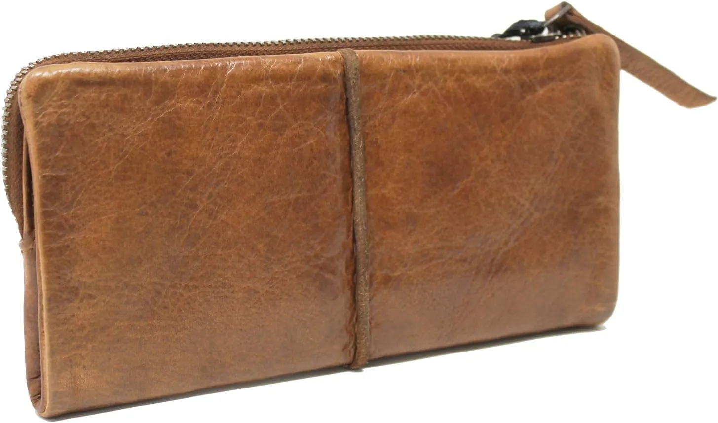 Latico Women’s Andi Leather Wallet Handcrafted Zippered Lady Clutch - Phones, Bills, IDs, Card Holder & Organizer; Classic Purse Features Dual Magnetic Snaps, Rear Zippered Pocket - Cognac