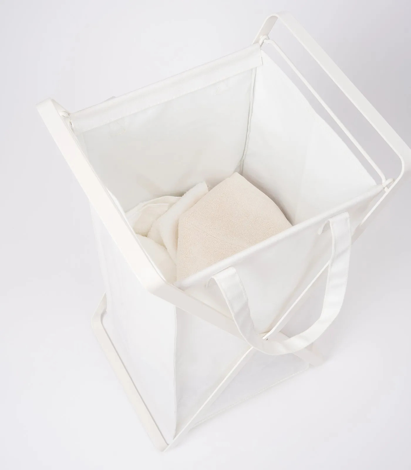 Laundry Hamper with Cotton Liner - Two Sizes - Steel   Cotton from Yamazaki Home
