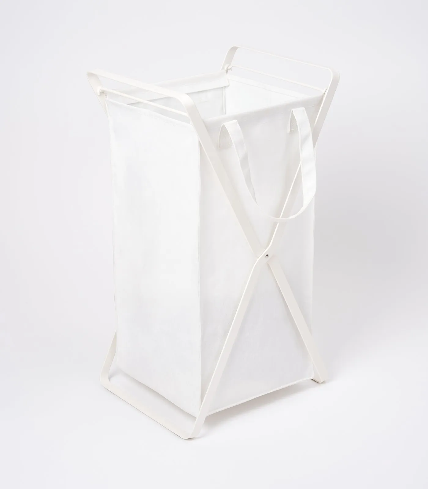 Laundry Hamper with Cotton Liner - Two Sizes - Steel   Cotton from Yamazaki Home