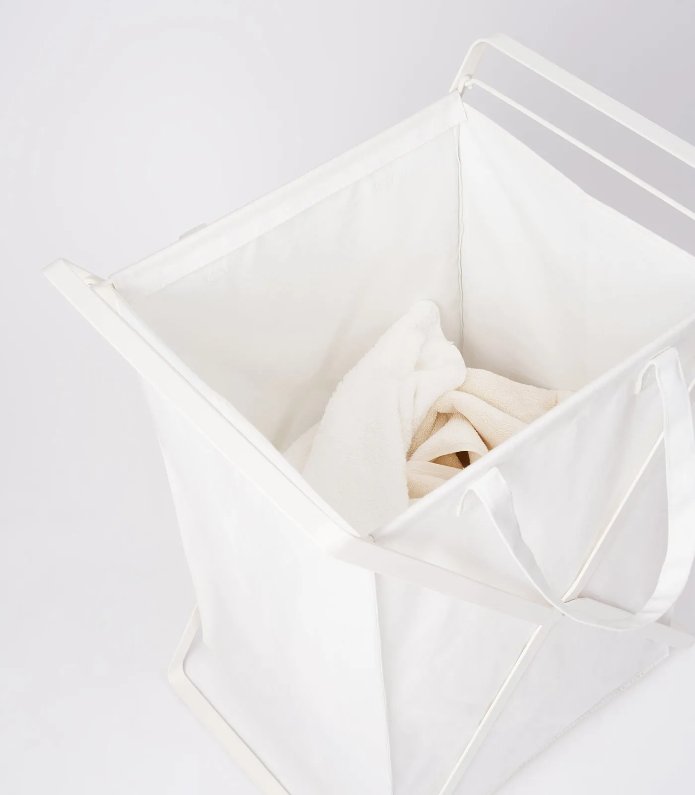 Laundry Hamper with Cotton Liner - Two Sizes - Steel   Cotton from Yamazaki Home