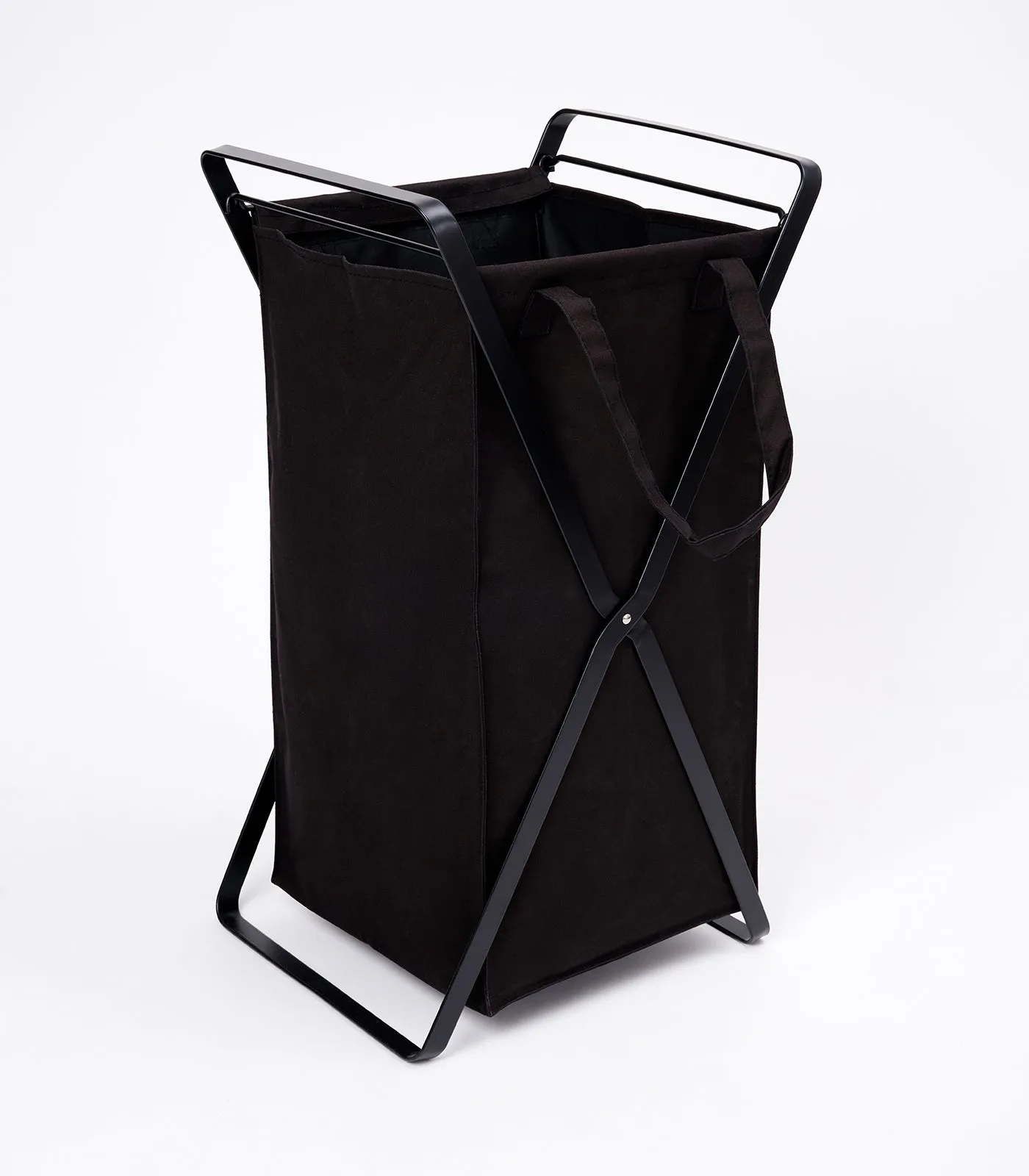 Laundry Hamper with Cotton Liner - Two Sizes - Steel   Cotton from Yamazaki Home