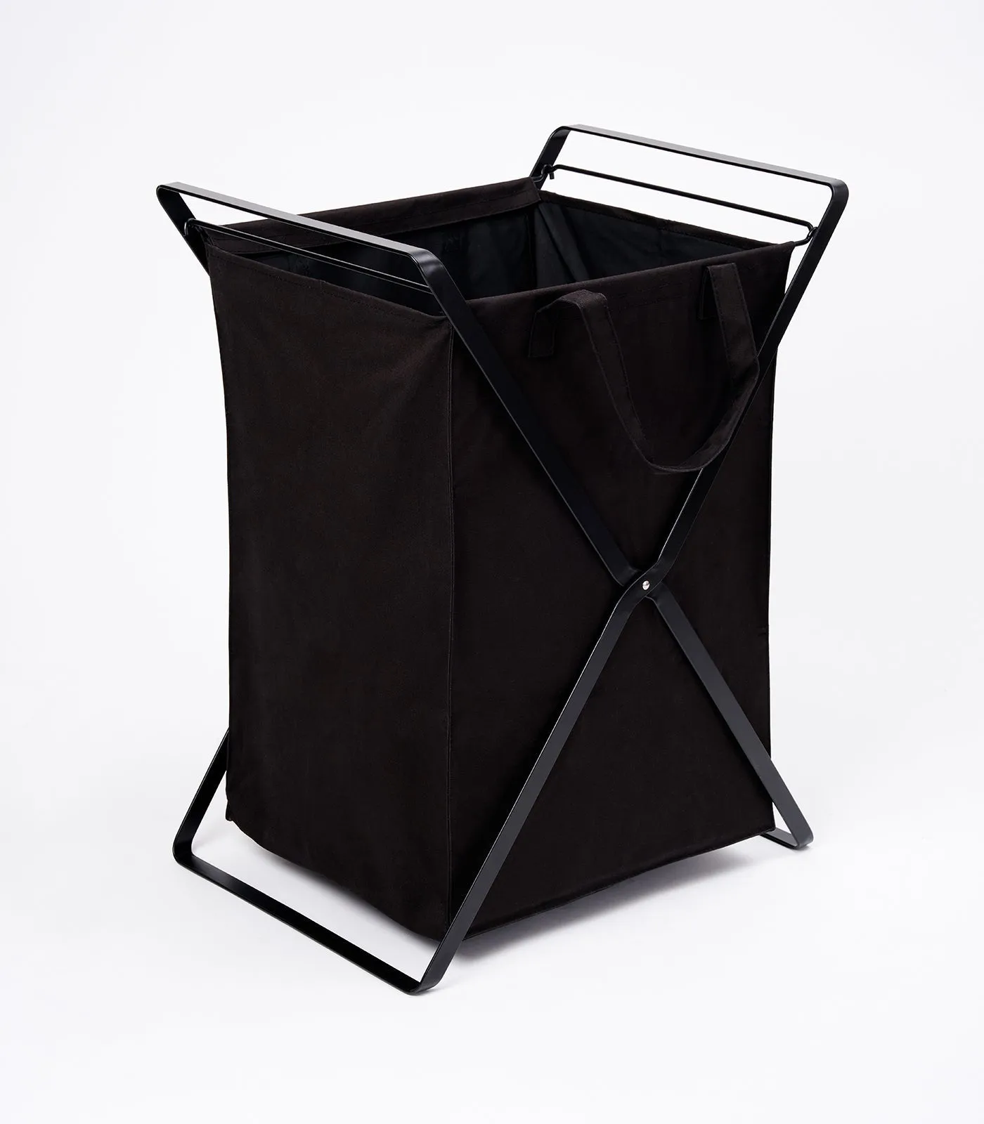 Laundry Hamper with Cotton Liner - Two Sizes - Steel   Cotton from Yamazaki Home