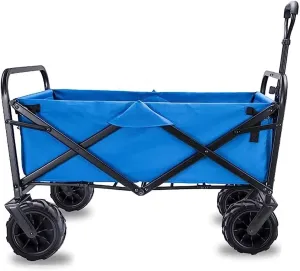 Laundry Trolley Handcart, Trolley Garden Cart Foldable Pull Wagon Hand Cart Garden Transport Cart,Folding Camping Cart with Lining,4 Wheeled Festival Trolley/B:Black