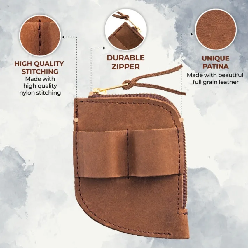 Leather Cash Organizer with Knife and Flashlight Holder