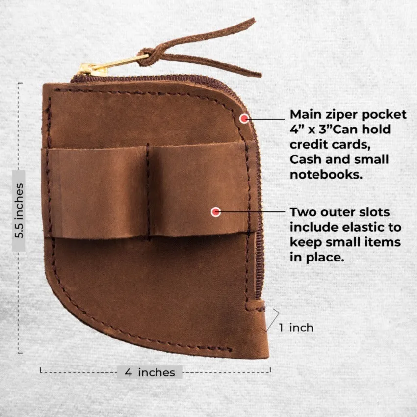 Leather Cash Organizer with Knife and Flashlight Holder