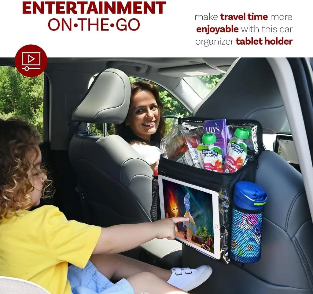 lebogner Insulated Car Seat Back Organizer   iPad And Tablet Holder, Auto Driver Or Passenger Accessories Organizer, Vehicle Front Seat Caddy, Personal Travel Cooler Storage Bag For Adults & Kids