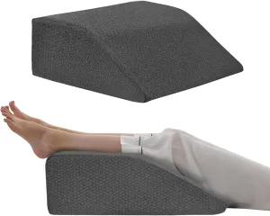 Leg Elevation Pillows, Leg Pillows for Sleeping, Cooling Gel Memory Foam Top, Wedge Pillow for Legs, Leg Wedges for Circulation, Swelling, After Surgery - Removable Cover (8 Inch, Black)