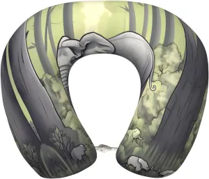 Leisure and Comfortable Travel Pillow, Walking Elephant Memory Foam U-Shaped Neck Pillow, Camping Home Office Driving headrest Leisure
