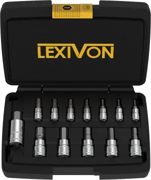 LEXIVON HEX Bit Socket Set, Premium S2 Alloy Steel | 13-Piece Metric 2mm - 14mm Set | Enhanced Storage Case (LX-141)