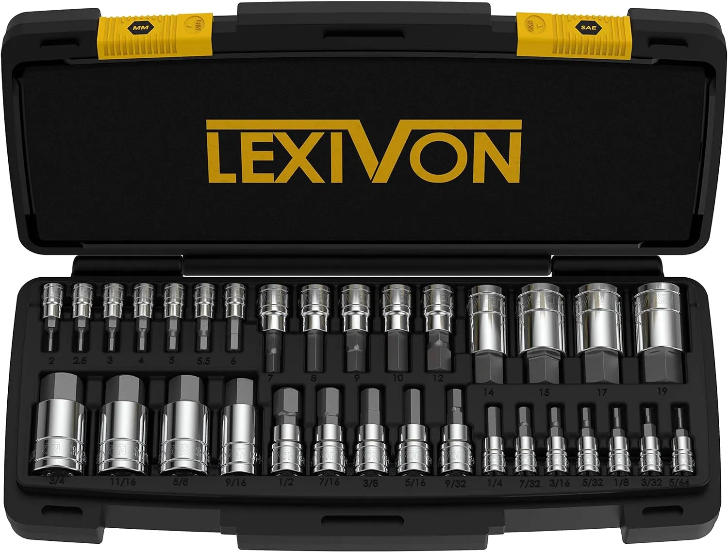 LEXIVON Master HEX Bit Socket Set, Premium S2 Alloy Steel | Complete 32-Piece, SAE and Metric Set | Enhanced Storage Case (LX-144)