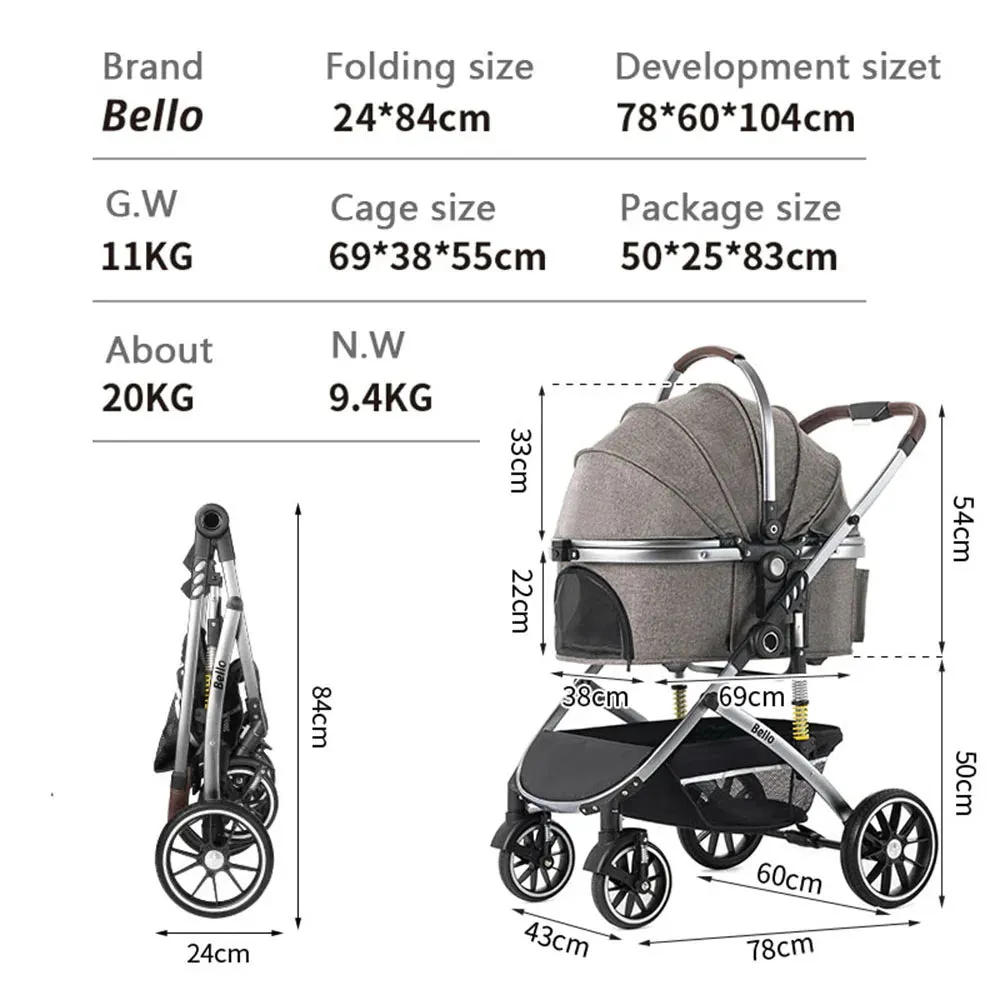 Lightweight Aluminum Frame Dog Stroller