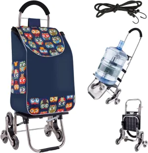 Lightweight, Durable and Foldable Shopping Trolley for Easy Storage, 2 in 1 Foldable Grocery Trolley with Elastic Rope and Removable Bag, Large Capacity Shopping Trolley