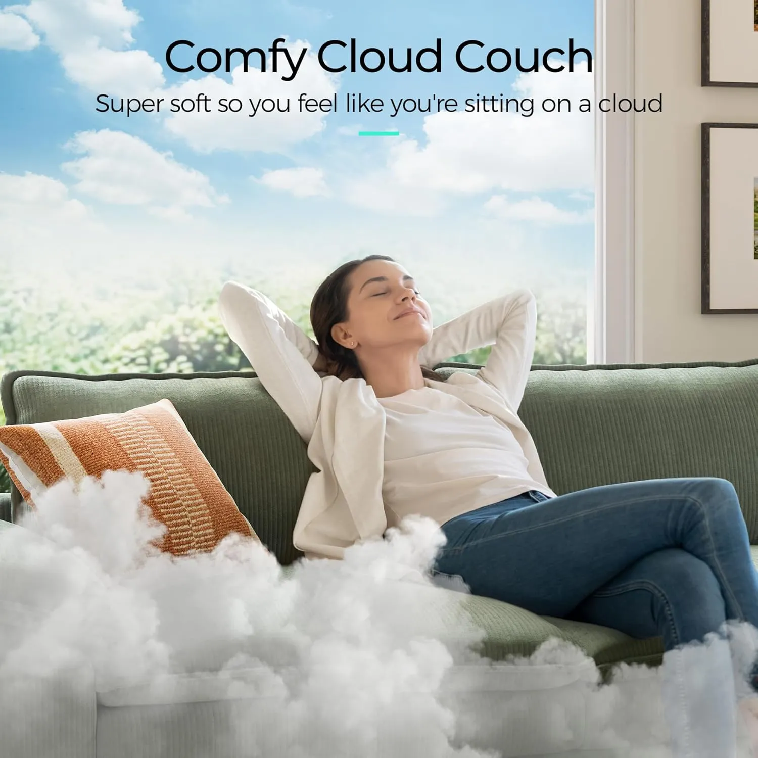 LINSY HOME Sectional Sleeper Sofa - 123'' Modular Cloud Couch Oversized Corduroy Sofa Bed with Movable Ottoman Soft Modern Comfy Couch for Living Room Apartment Office (Green, 3-Seat & 3-Ottoman)