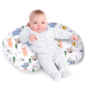 Little Grape Land Nursing Pillow for Infants, Breastfeeding Pillows, Baby Support Pillow for Nursing, Bottle Feeding, Tummy Time with Machine Washable Cover & Breathable Filling (Bear)