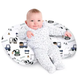 Little Grape Land Nursing Pillow for Infants, Breastfeeding Pillows, Baby Support Pillow for Nursing, Bottle Feeding, Tummy Time with Machine Washable Cover & Breathable Filling (Construction Truck)