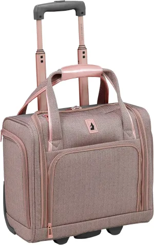 LONDON FOG Newcastle 15-Inch Underseater, Telescoping Handles, Rose Charcoal Herringbone