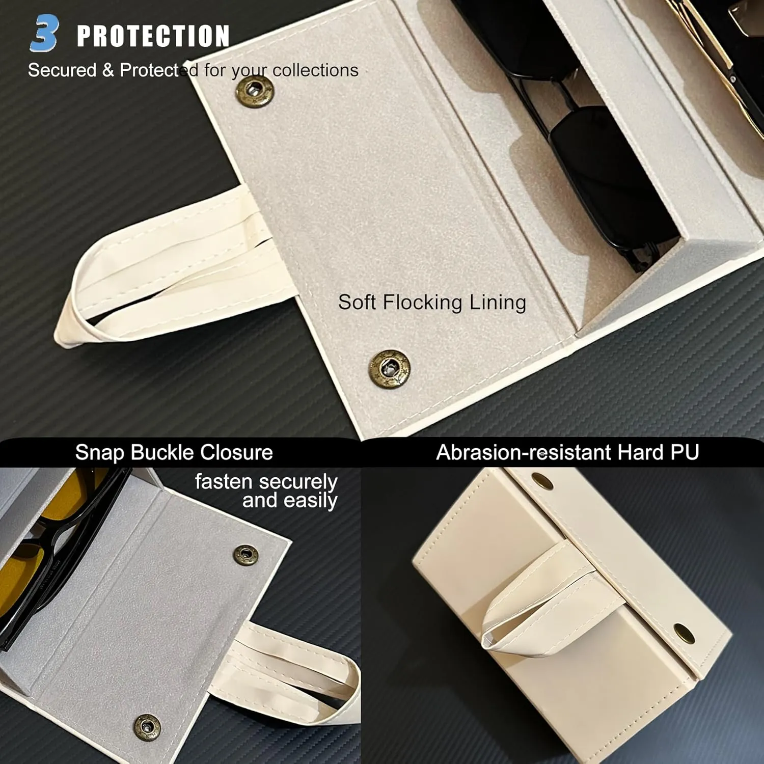 Longjet Sunglasses Organizer 5 Slots Travel Glasses Case Multiple Pairs Eyeglasses Storage Box Hanging Eyewear Holder