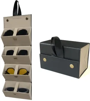 Longjet Sunglasses Organizer 5 Slots Travel Glasses Case Multiple Pairs Eyeglasses Storage Box Hanging Eyewear Holder