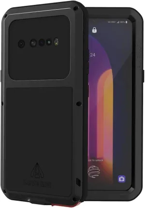 LOVE MEI LG V60 ThinQ Case with Tempered Glass Screen Protector Shockproof Scratch Proof Hybrid Metal and Silicone Gel Heavy Duty Armor Defender Tough Back Cover for V60 ThinQ / V60 (Black)