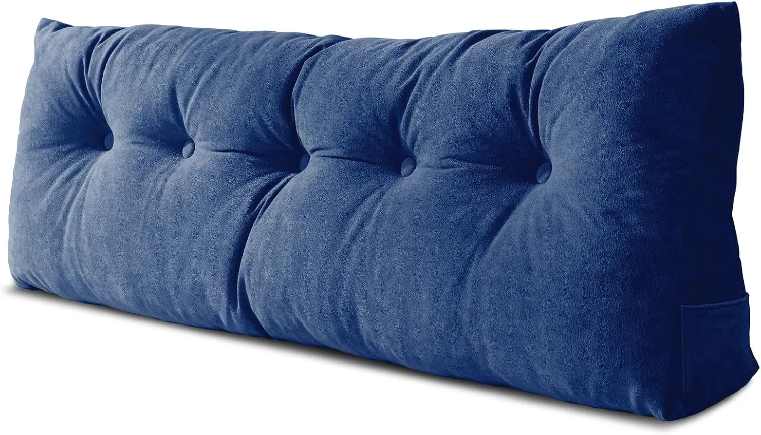 Lukace Premium Wedge Pillow Headboard with Removable Cover - Triangular Reading Support Backrest for Bed with Side Pockets, Perfect for Reading & TV (Deep Blue Twin Size, 39x8x20 Inches)