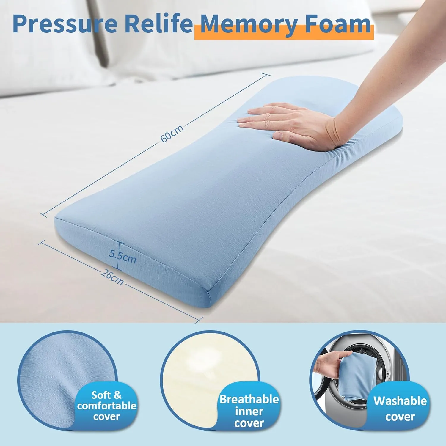 Lumbar Support Pillow for Bed Relief Back Pain: Lower Back Pillow for Sleeping - Memory Foam Waist Pillow - Back Wedge Bolster Pillow for Side, Back&Stomach Sleepers - Bed Rest Pillow for Car, Sofa