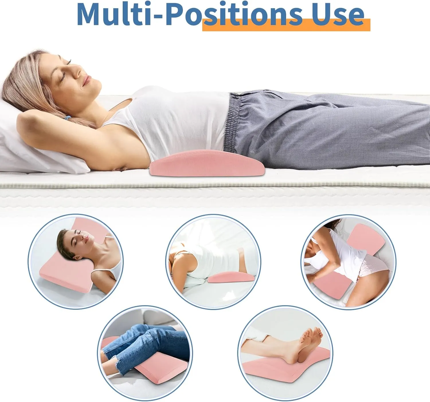 Lumbar Support Pillow for Bed Relief Back Pain: Lower Back Pillow for Sleeping - Memory Foam Waist Pillow - Back Wedge Bolster Pillow for Side, Back&Stomach Sleepers - Bed Rest Pillow for Car, Sofa
