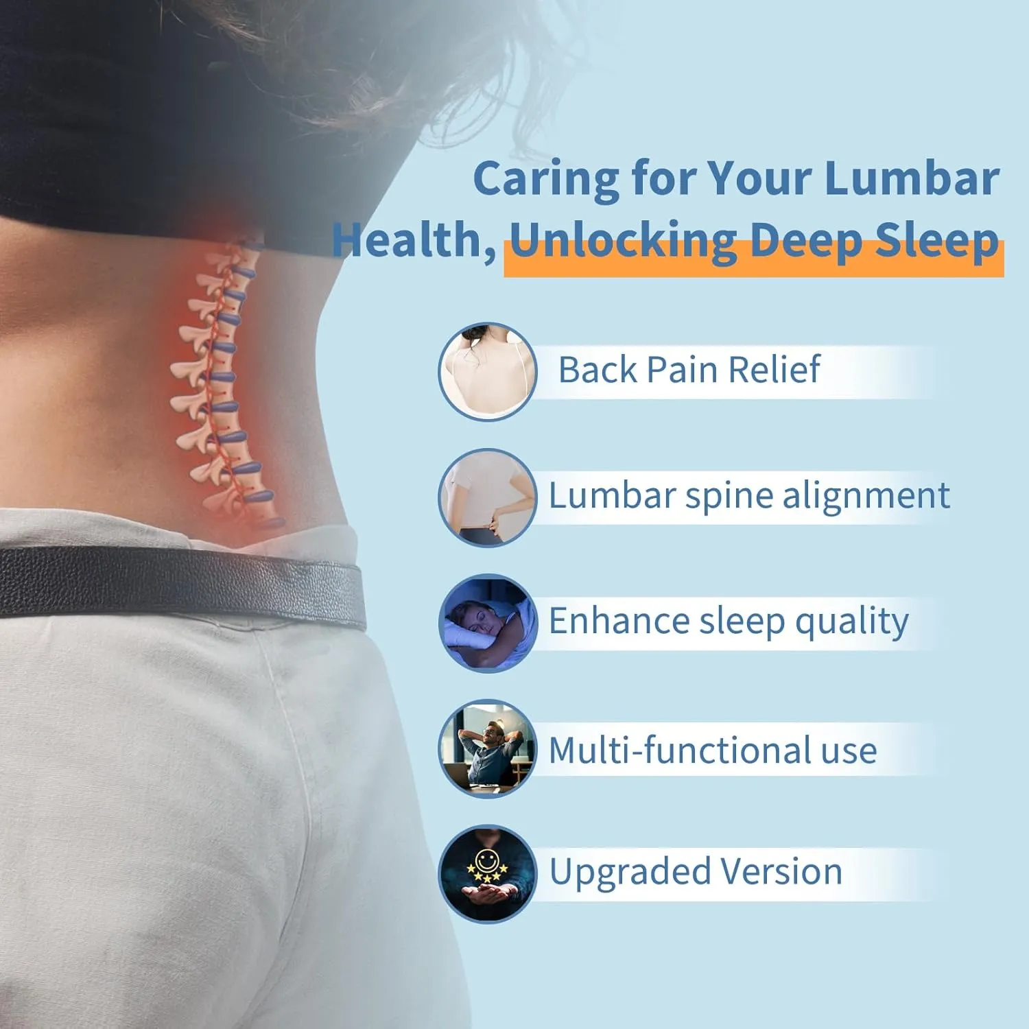 Lumbar Support Pillow for Bed Relief Back Pain: Lower Back Pillow for Sleeping - Memory Foam Waist Pillow - Back Wedge Bolster Pillow for Side, Back&Stomach Sleepers - Bed Rest Pillow for Car, Sofa