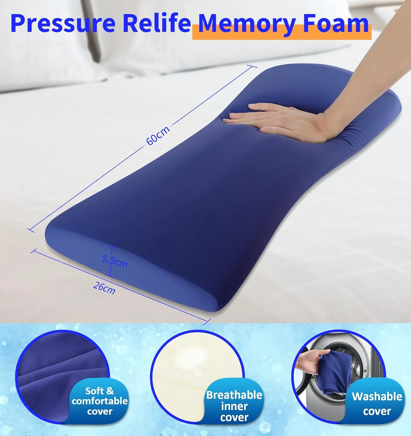 Lumbar Support Pillow for Bed Relief Back Pain: Lower Back Pillow for Sleeping - Memory Foam Waist Pillow - Cooling Back Bolster Pillow for Side, Back&Stomach Sleepers - Bed Rest Pillow for Car, Sofa